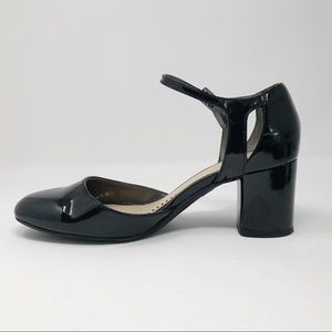 Sam Edelman Black Patent Ankle Strap block heels 8